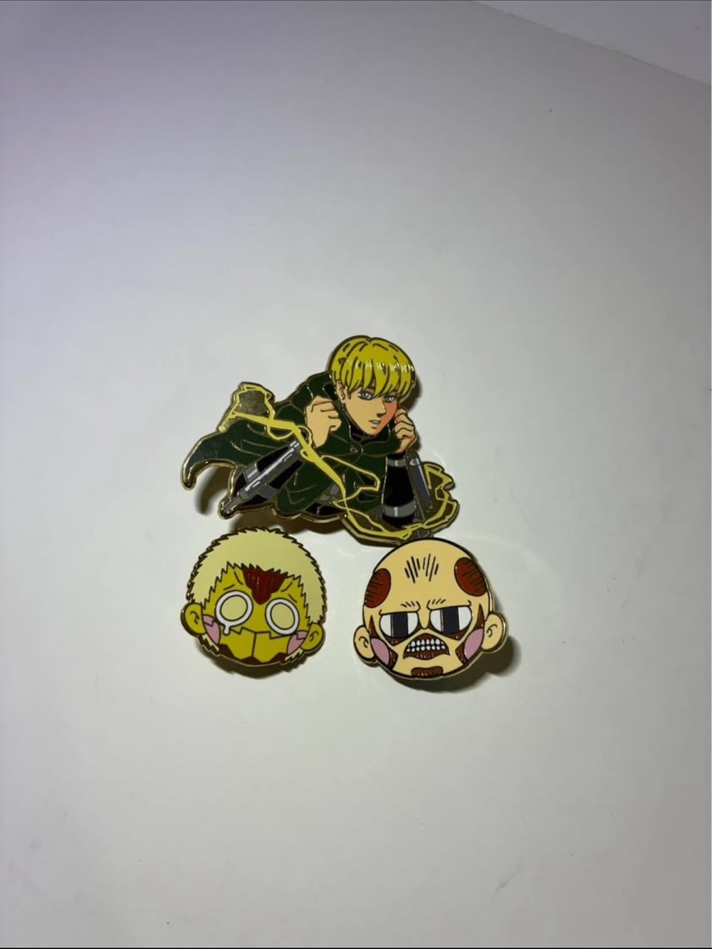 Attack on Titan Enamel Pin Set - Armin, Colossal, and Armored Titans